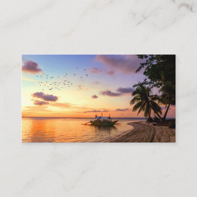Tarjeta De Visita Playa Tropical Tahití Island Sunset (Anverso)