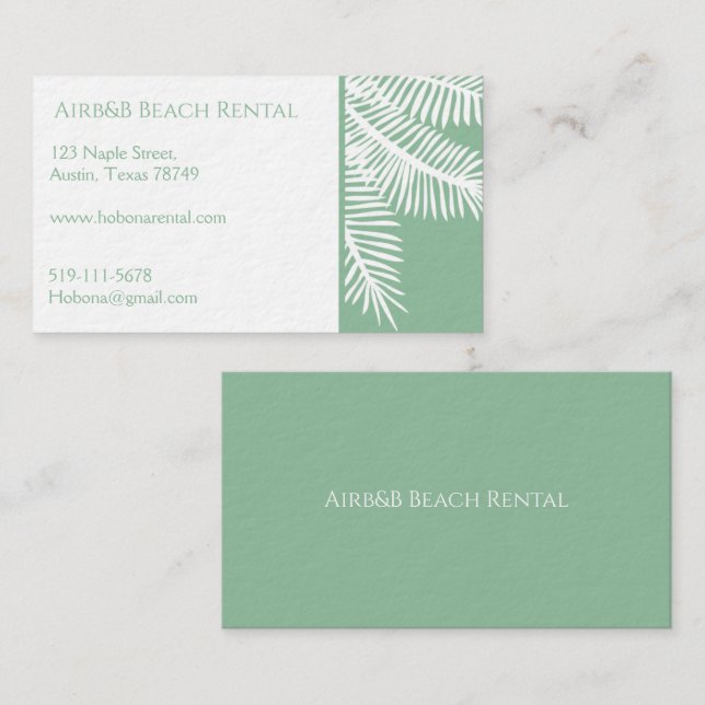 Tarjeta De Visita playa verde claro personalizable  (Anverso / Reverso)