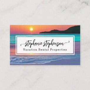 Tarjeta De Visita Playa Vibrante de puesta de sol Spa Viaje Vacacion