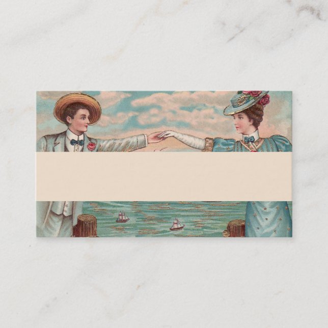Tarjeta De Visita Playa Victoriana Amor Dressy Ocean Boda Pareja (Anverso)