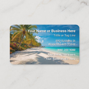 Tarjeta De Visita Playa y Palmeras Tropical