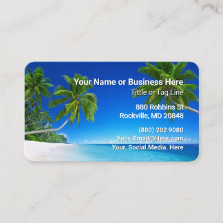 Tarjeta De Visita Playa y Palmeras Tropical
