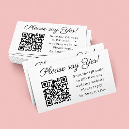 Tarjeta De Visita Please Say Yes Elegant Wedding QR Code RSVP