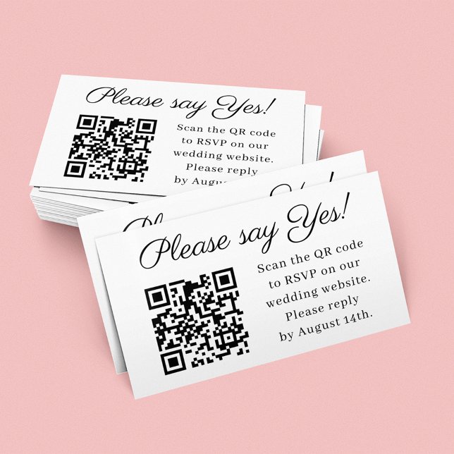 Tarjeta De Visita Please Say Yes Elegant Wedding QR Code RSVP (Subido por el creador)