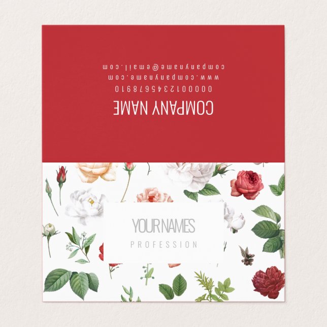 Tarjeta de visita plegada: "FLORES DE VENTAJA" (Exterior desplegado)