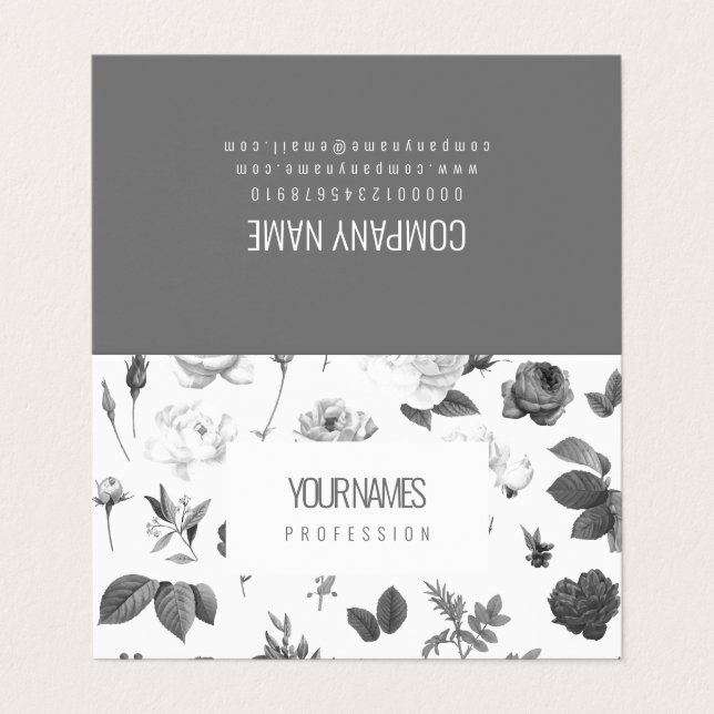 Tarjeta de visita plegada: "FLORES DE VENTAJA" (Exterior desplegado)