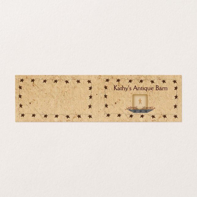 Tarjeta de visita plegada Rusty Stars & Candle (Exterior desplegado)