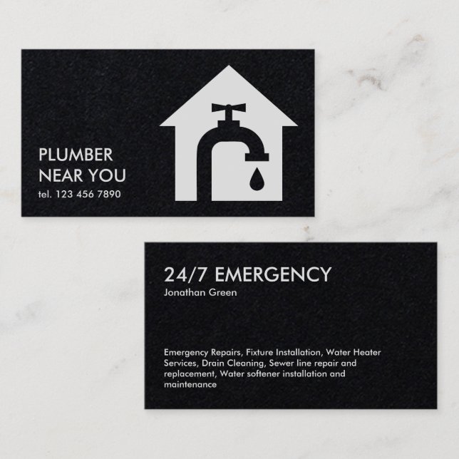 Tarjeta De Visita Plomería Premium (Anverso / Reverso)