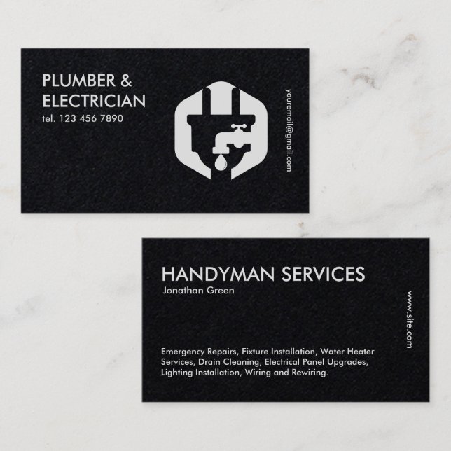Tarjeta De Visita Plomero premium y electricidad (Anverso / Reverso)
