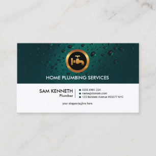 Tarjeta De Visita Plomero profesional simple de agua retro