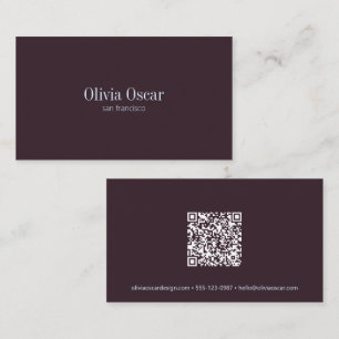 Tarjeta De Visita Plum Blue Minimalista QR Creativa Profesional