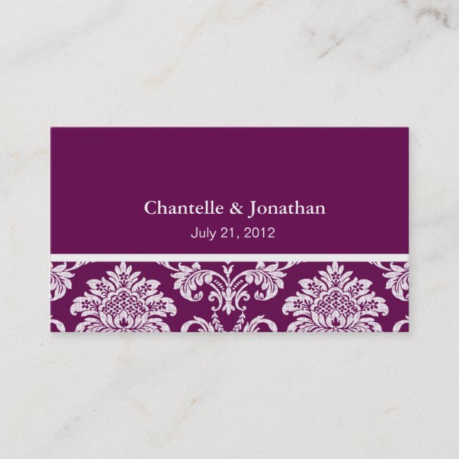 Tarjeta De Visita Plum Elegant Damask Business Card (Anverso)