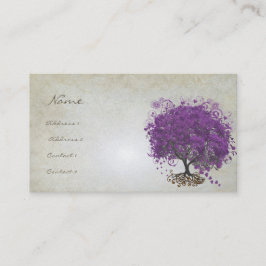 Tarjeta De Visita Plum Heart Leaf Tree Roots Swirls Heart