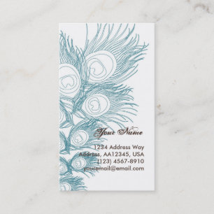 Tarjeta De Visita Pluma azul del pavo real