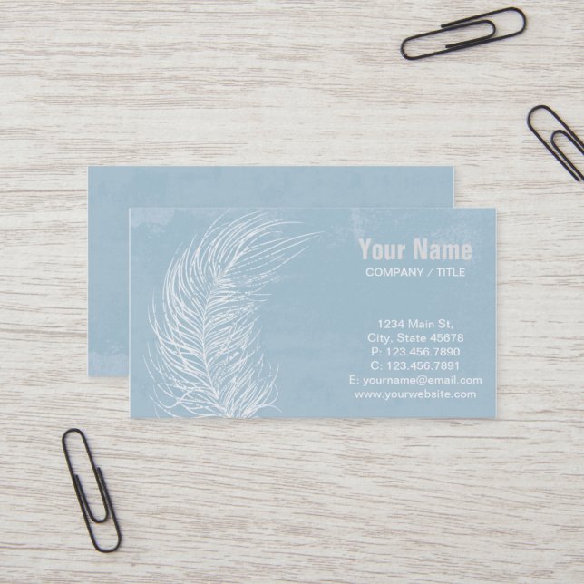 Tarjeta De Visita Pluma blanca gruesa (Anverso/Reverso In Situ)