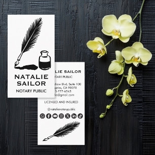 Tarjeta De Visita Pluma de Ave de Tinta Bolígrafo Logo Notario Públi