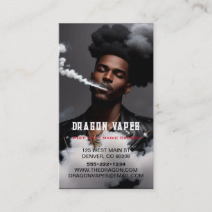 Tarjeta De Visita Pluma de humo Vapor Vape Blanco y Negro