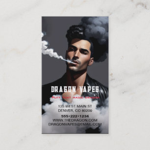 Tarjeta De Visita Pluma de humo Vapor Vape Blanco y Negro