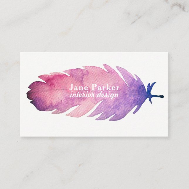 Tarjeta De Visita Pluma de la acuarela (Anverso)