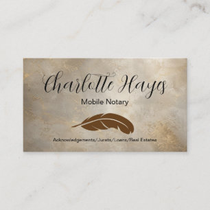 Tarjeta De Visita Pluma de Notario Móvil de Mármol Neutral Elegante