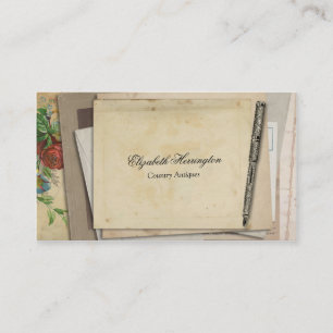 Tarjeta De Visita Pluma de papel de la antigüedad de las Ephemeras