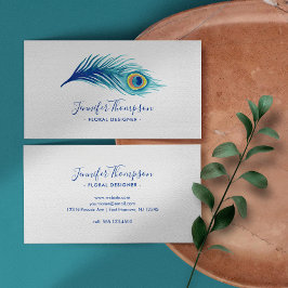 Tarjeta De Visita Pluma de pavo real acuático