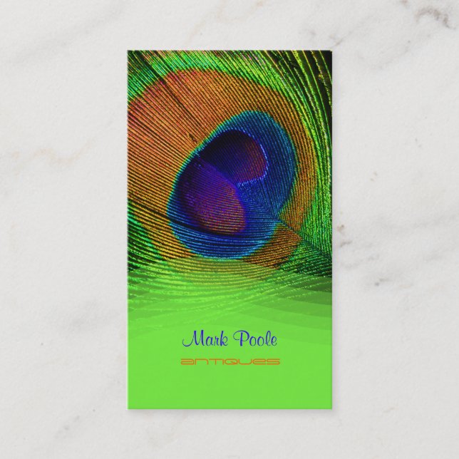 Tarjeta De Visita Pluma de pavo real de PixDezines (Anverso)