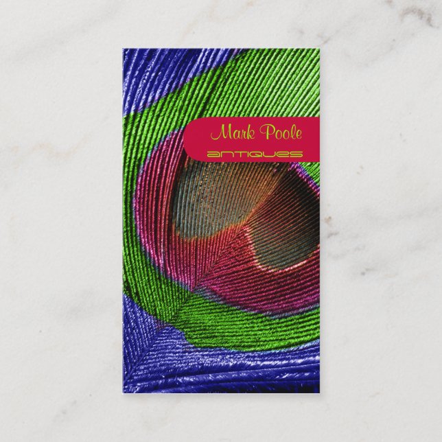 Tarjeta De Visita Pluma de pavo real PixDezines (Anverso)