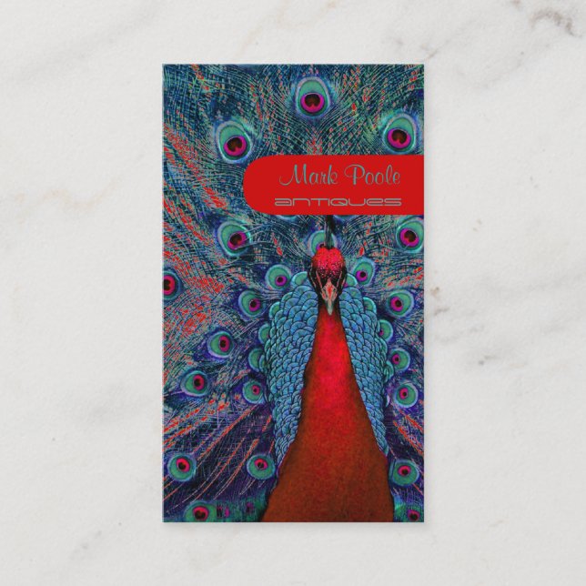 Tarjeta De Visita Pluma de pavo real PixDezines (Anverso)