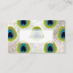 Tarjeta De Visita pluma de pavo real PixDezines/plata falsa