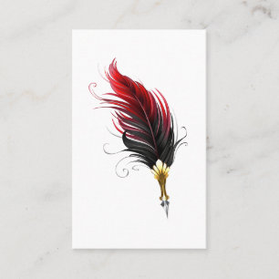 Tarjeta De Visita Pluma de plumas rojas con nido de oro