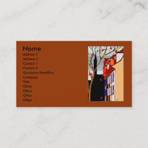 Tarjeta De Visita Pluma en escena trasera del otoño en frente