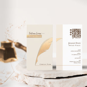 Tarjeta De Visita Pluma estilográfica elegante dorada Código Qr Nota