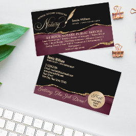 Tarjeta De Visita Pluma Feather, agente de firma de notario móvil y