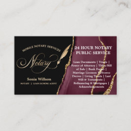 Tarjeta De Visita Pluma Feather, agente de firma de notario móvil y