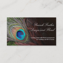 Tarjeta De Visita Pluma Rica de Pavo Real con Musgo Verde