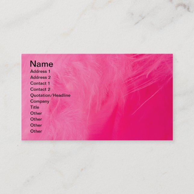Tarjeta De Visita Pluma rosa (Anverso)