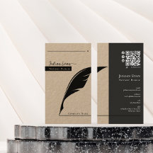 Pluma Rustic Kraft Feather Nota Código Qr público