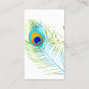 TARJETA DE VISITA PLUMAJE DE PAVO REAL+ESPIRALES DE FILIGRANA