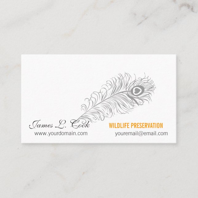 Tarjeta De Visita Plumas clásicas del pavo real del dibujo de la (Anverso)