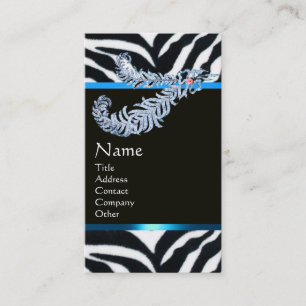 TARJETA DE VISITA PLUMAS DE DIAMANTE AZUL NEGRO BLANCO PELAJE DE CEB