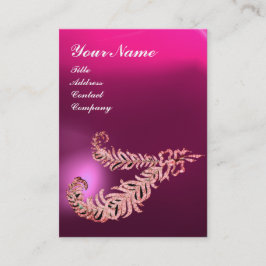 Tarjeta De Visita PLUMAS DE DIAMANTE MONOGRAMA , Rosa Fucsia Púrpura