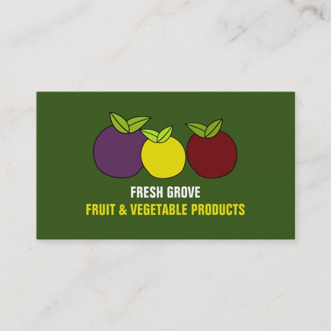 Tarjeta De Visita Plumas de fruta, Greengrocers (Anverso)