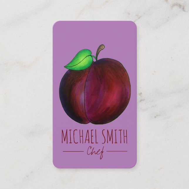 Tarjeta De Visita Plumas Ripe Verano Pluma Púrpura Fruta Canning Che (Anverso)
