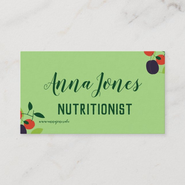 Tarjeta De Visita Plumas y cerezas Nutricionistas (Anverso)