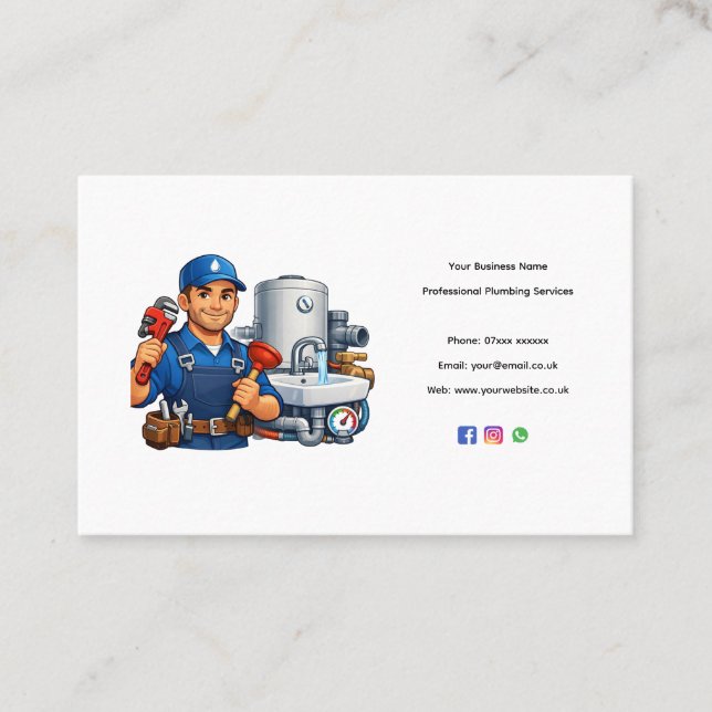 Tarjeta De Visita Plumber Business Card Template – Professional Edit (Anverso)
