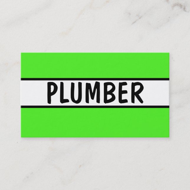 Tarjeta De Visita Plumber Neon Green (Anverso)