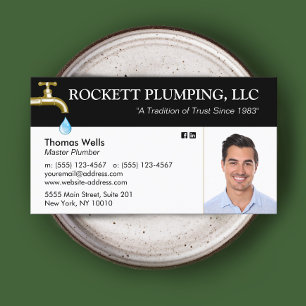 Tarjeta De Visita Plumber Plumbing Dripping Faucet Photo Business C