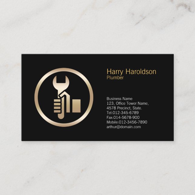 Tarjeta De Visita Plumber Plumbing Pipe Wrench  (Anverso)