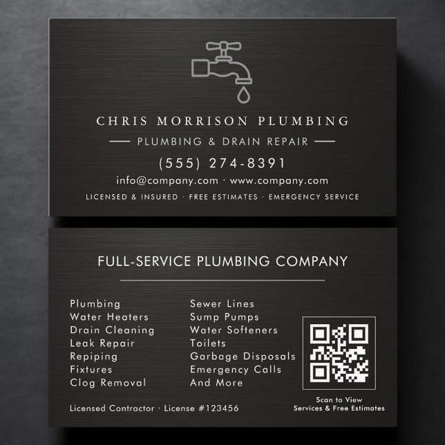 Tarjeta De Visita Plumber QR Code Faucet Water Drop Icon (Subido por el creador)